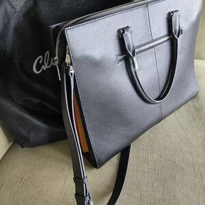 CLUCI Briefcase Oil Wax Leather Slim 15.6 Inch Vintage Large Laptop Bag